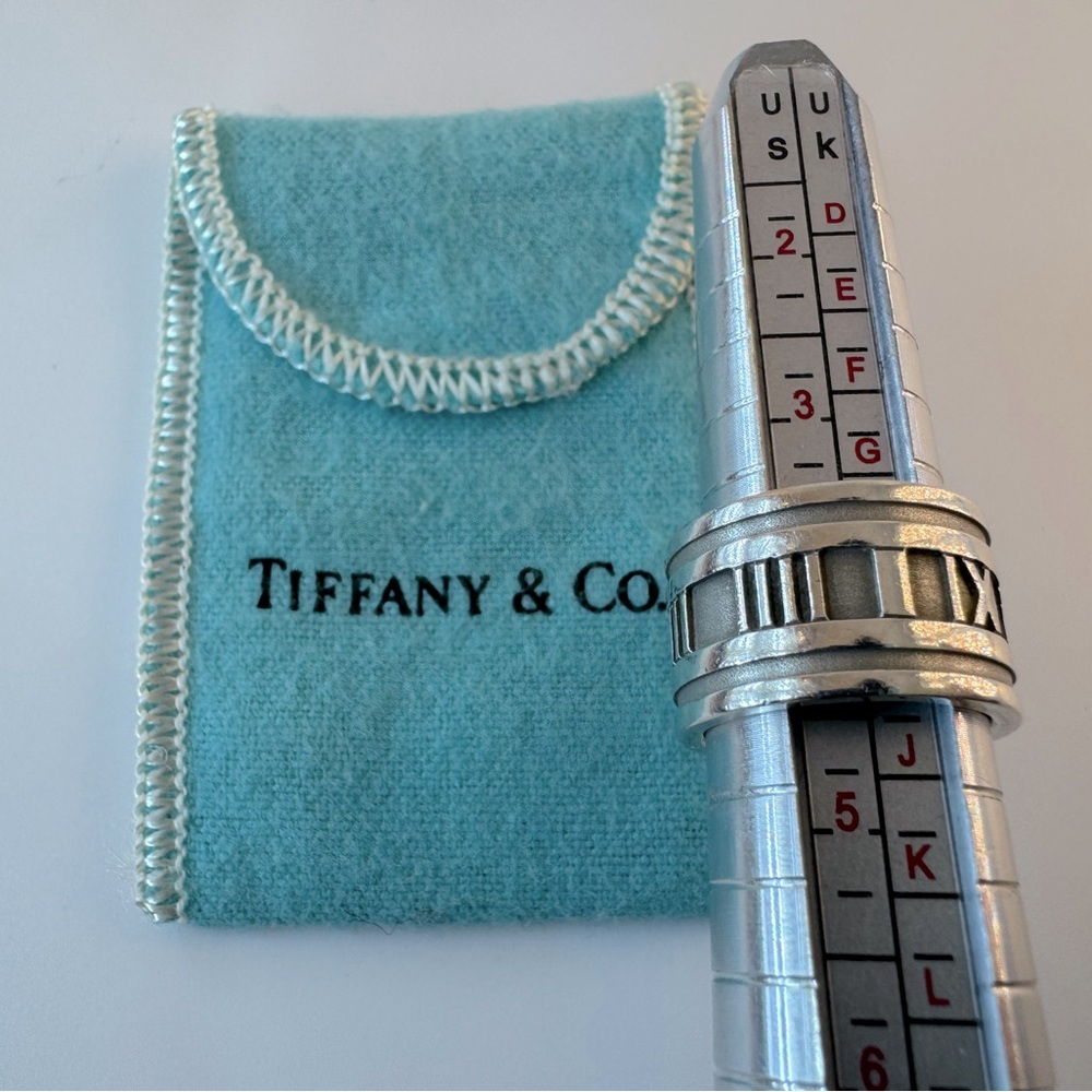 Tiffany & Co Ultra Wide Atlas Ring Relief Roman Numeral Band SZ 4 925 1995 AUTH - Picture 8 of 10
